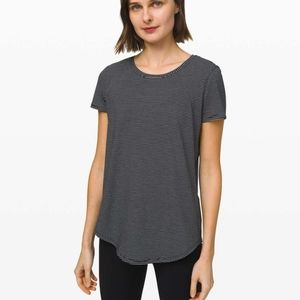 Lululemon Love Crew Short Sleeve Hype Stripe Black White Tee 6